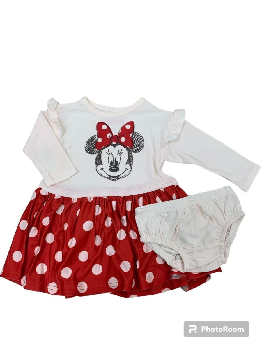 Disney Minnie Mouse Toddler Long Sleeve Polka Dress Off White