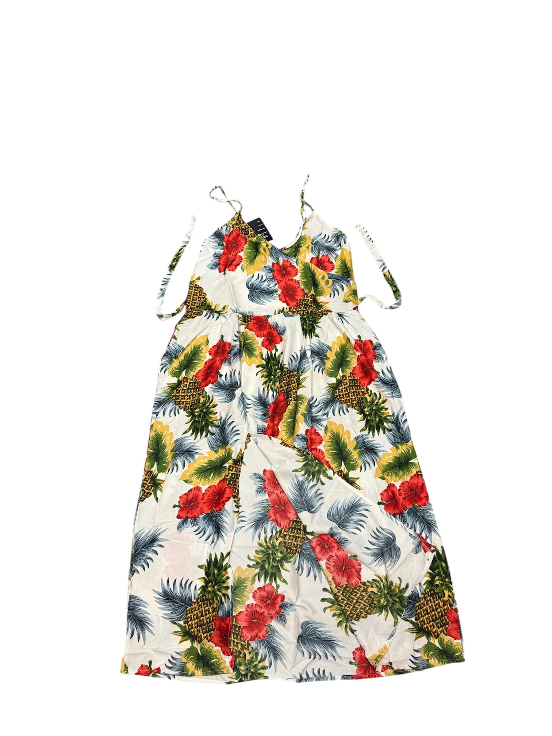 Ladies' Pineapple Hawaiian White Sundress - One Size Fits All