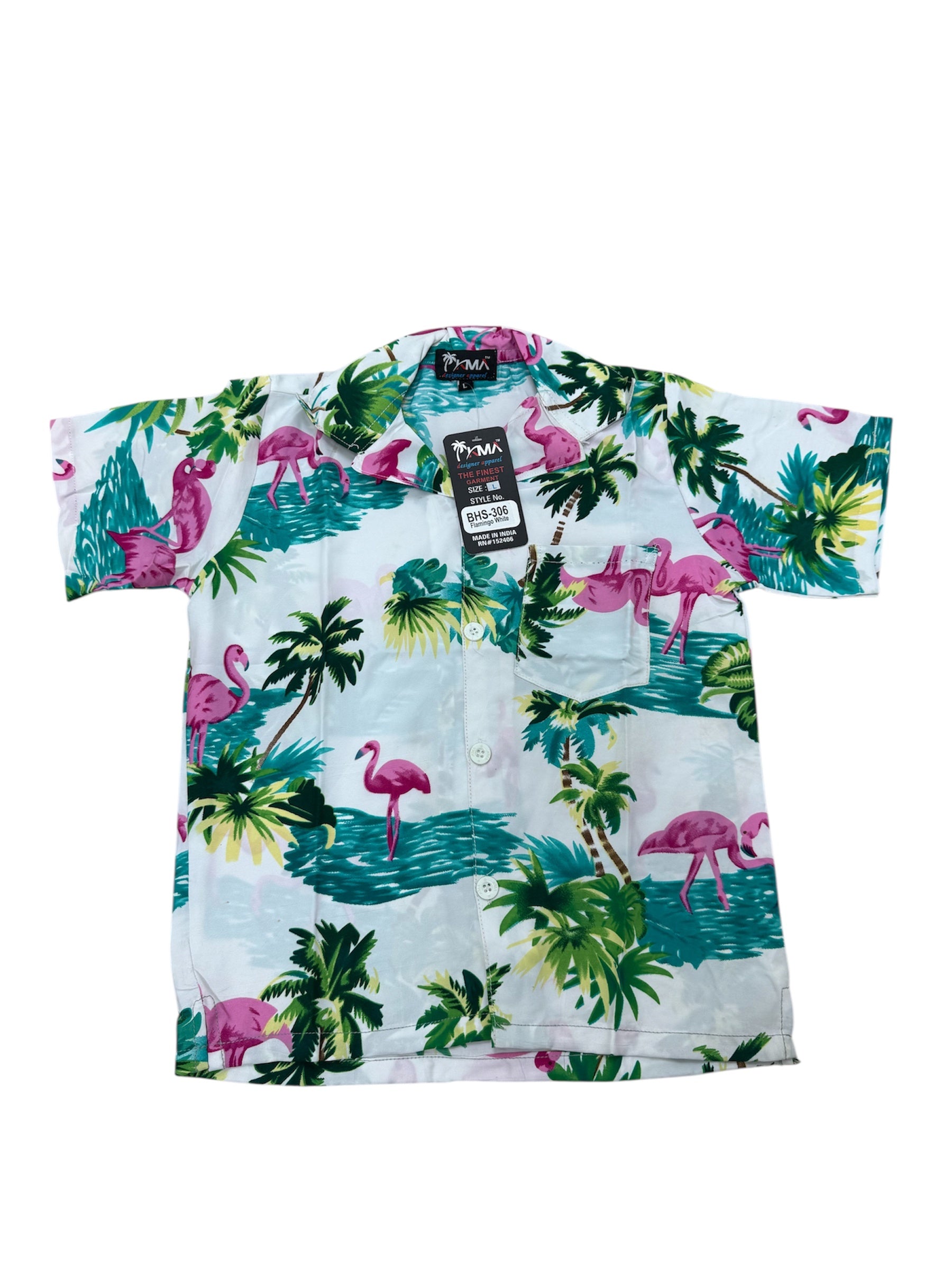 Boy's Flamingo in Water Hawaiian Shirt Asst.