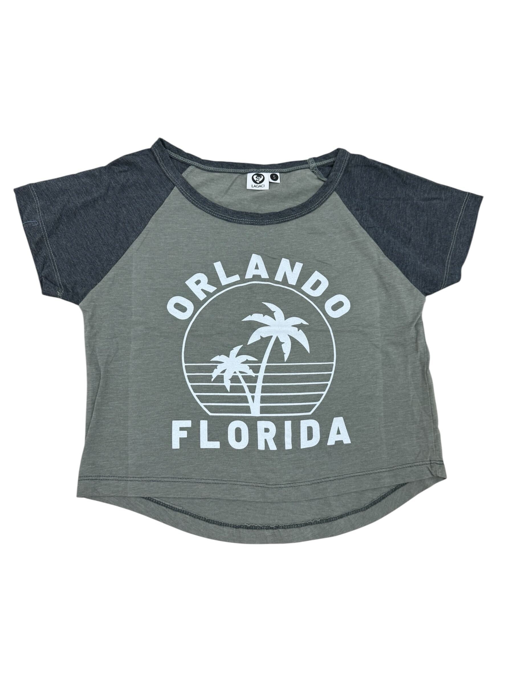 Ladies Two Tone Short Sleeve Burnout Baseball Tee Gray/Charc