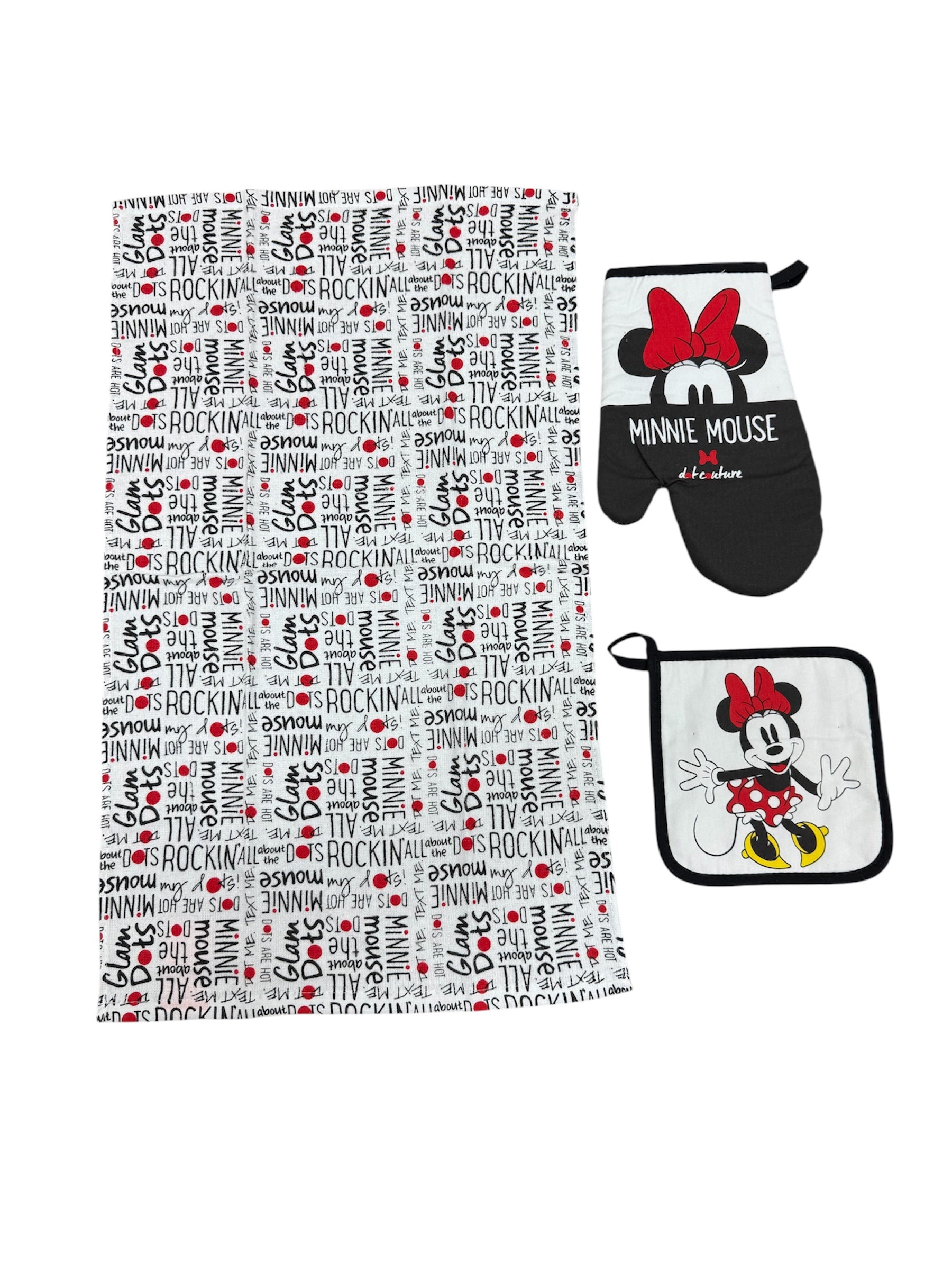 Minnie Mouse Text 3pc Kitchen Set