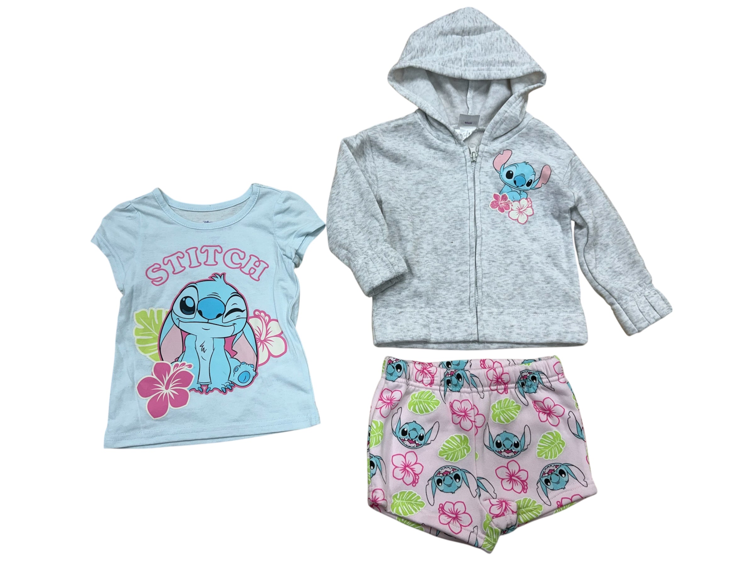Disney Stitch 3pc Set w/ Hoodie, Shirt & Shorts Toddler