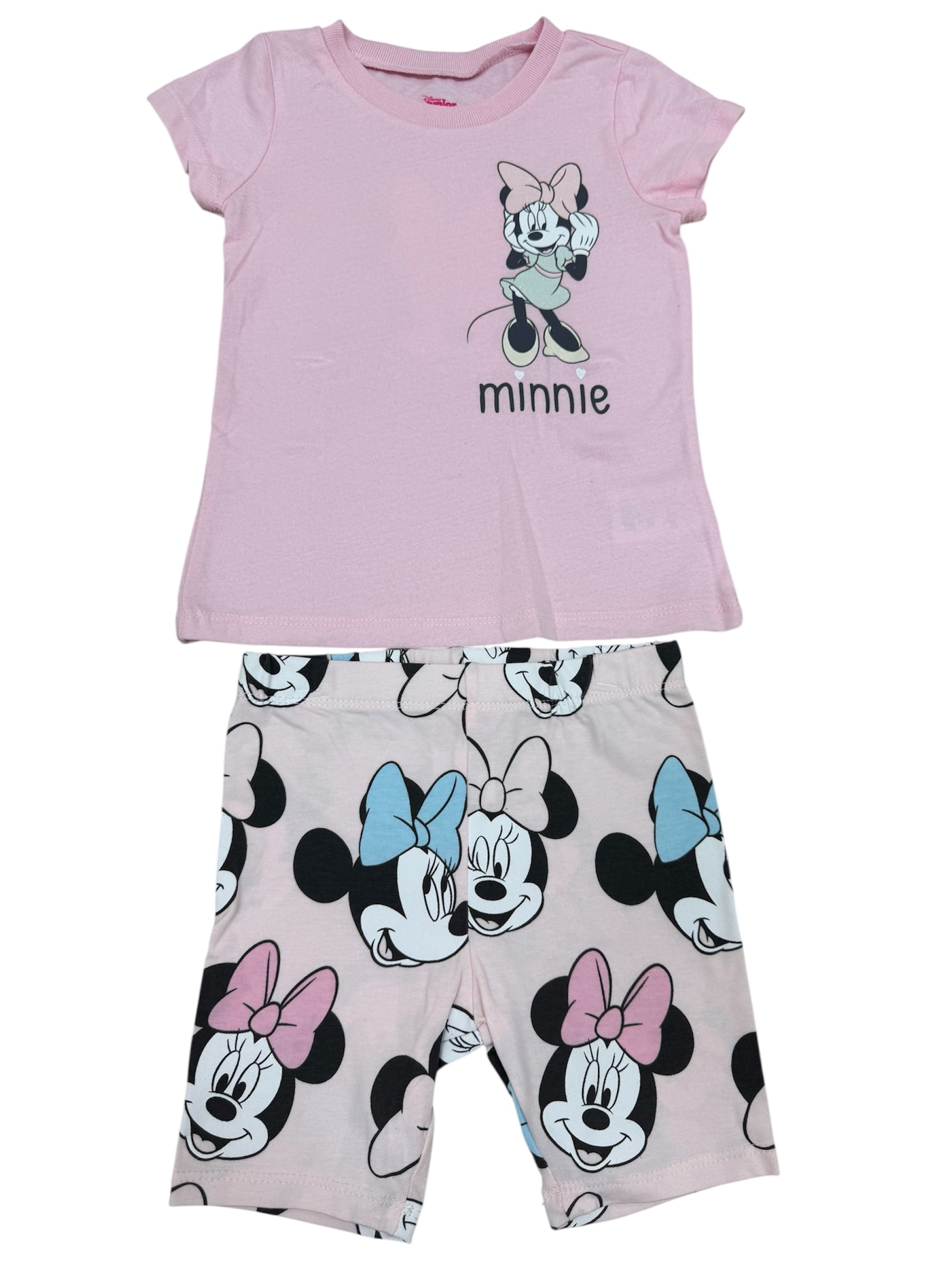 Disney Minnie Mouse Striped Shirt & Biker Shorts Set