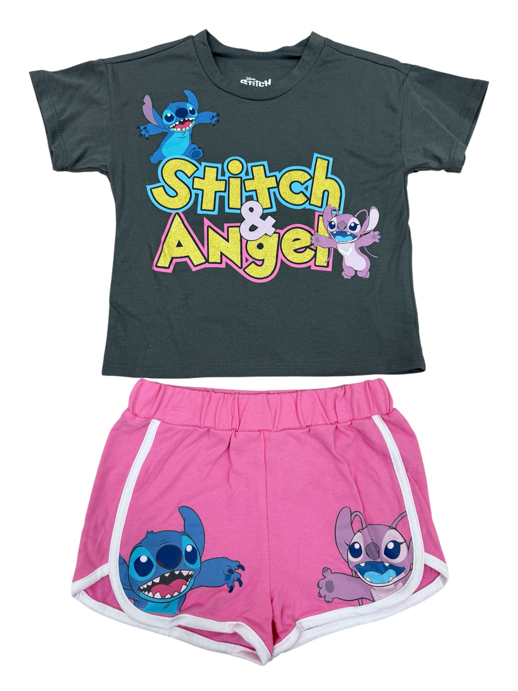 Kids Disney Stitch & Angel 2pc Shirt & Shorts Set