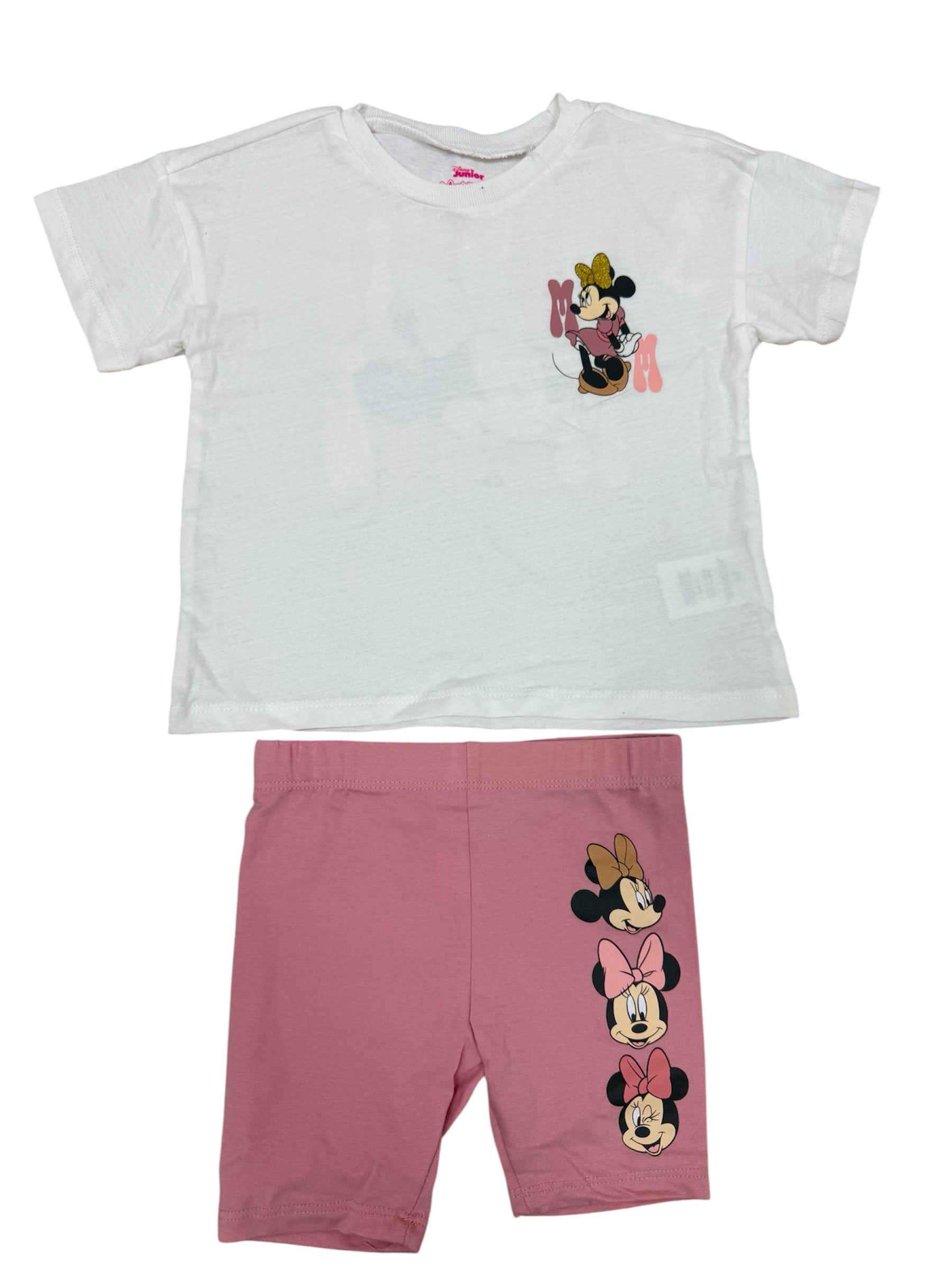 Disney Minnie Mouse Pink Shirt & Biker Shorts Set