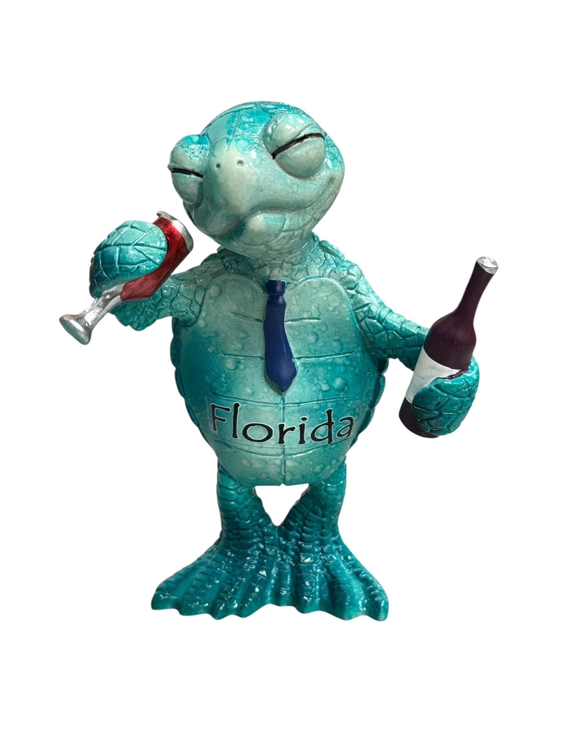 Sea Turtle w/ Wine Figurine