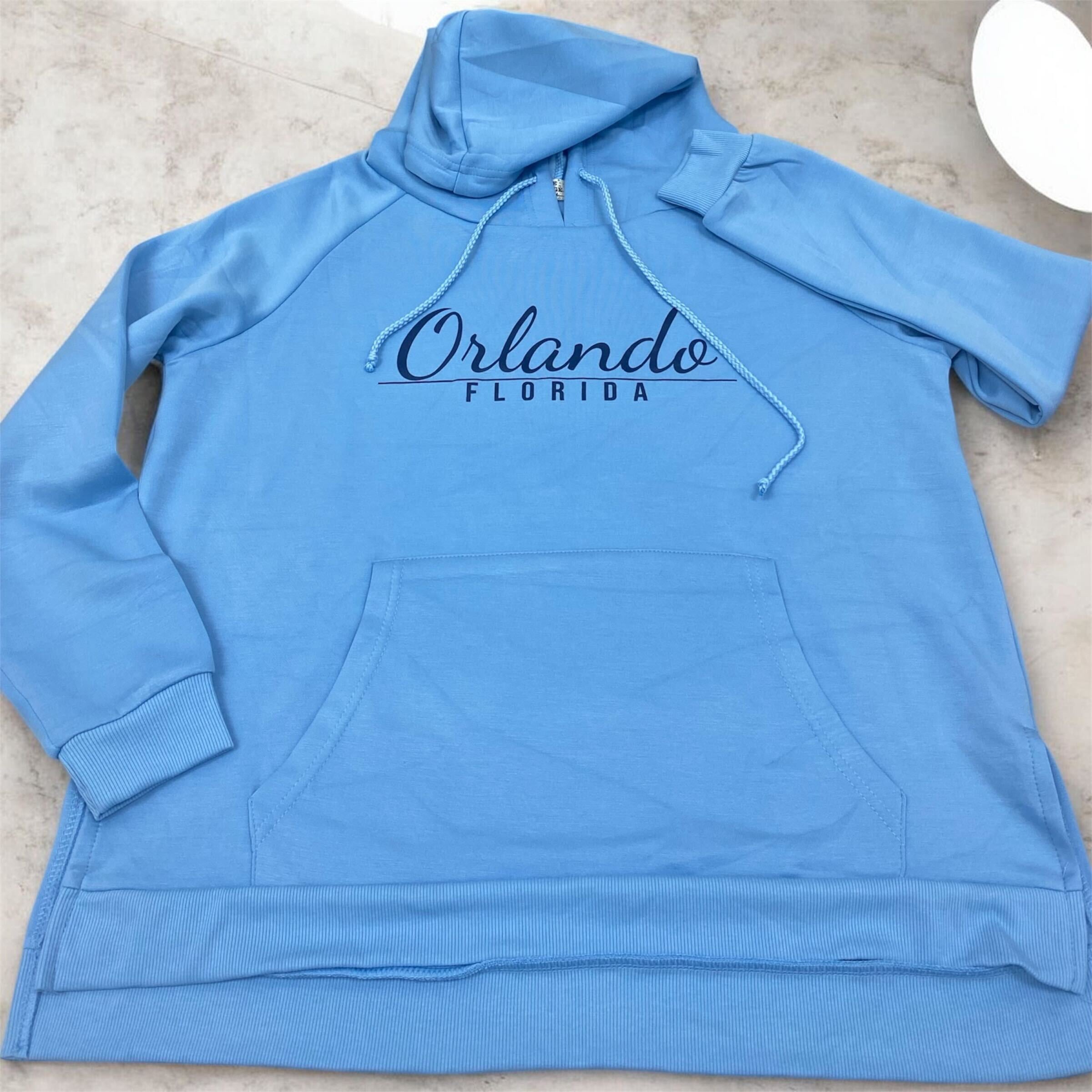 Ice Blue Plush Raglan Hoodie with Side Slit Sweatshirt