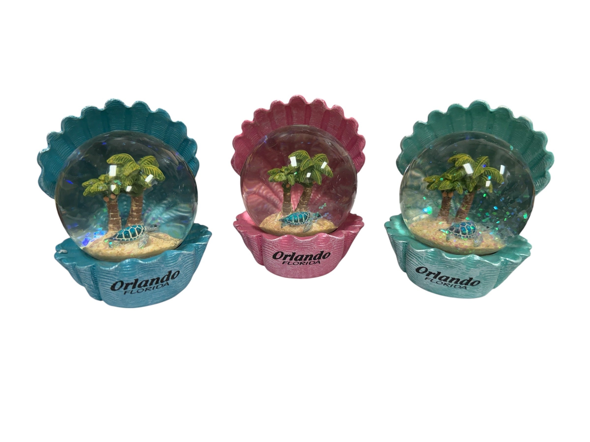 Palm Tree & Turtle in Clam Globe 65MM Asst.