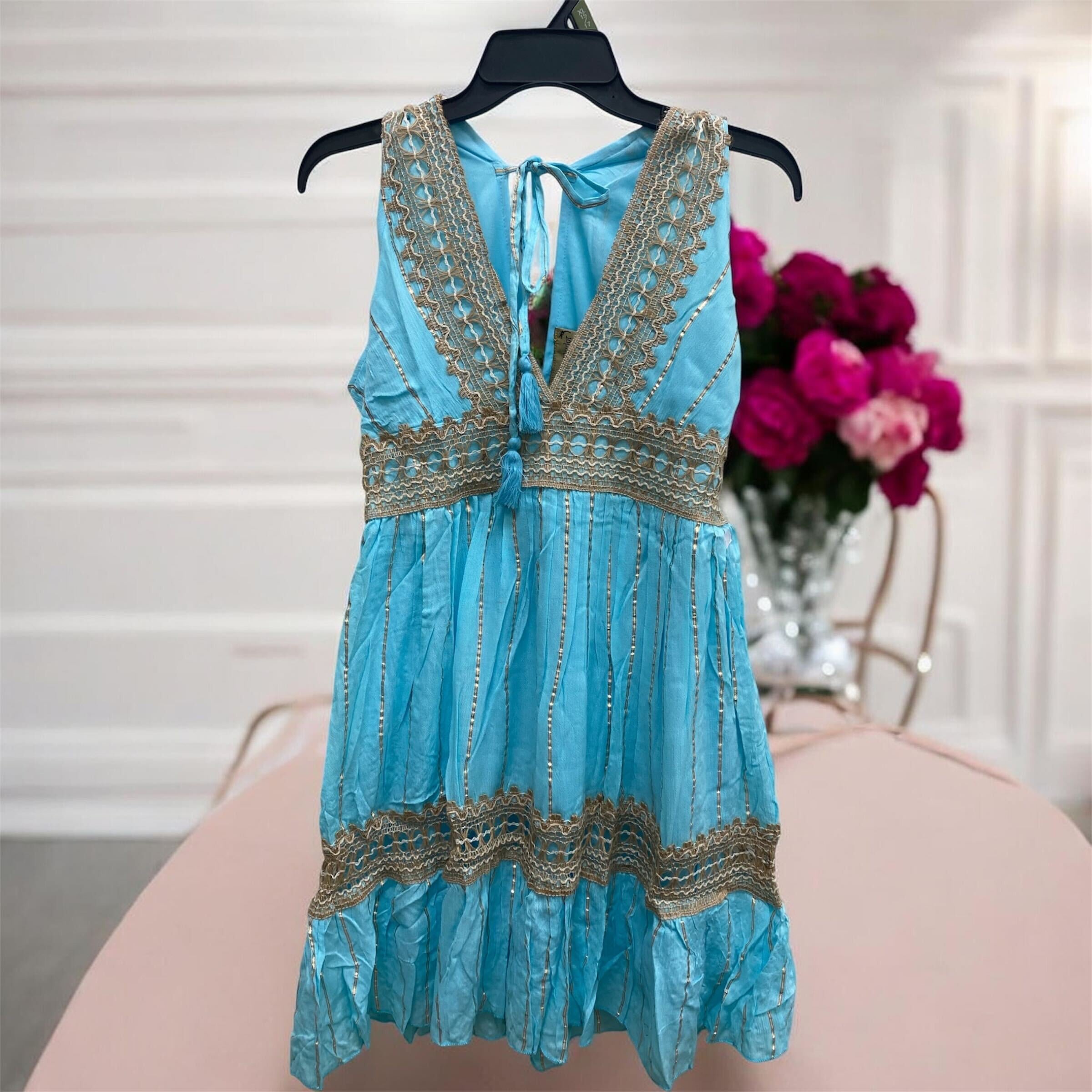 Cotton Long Lace Maxi Dress-Asst