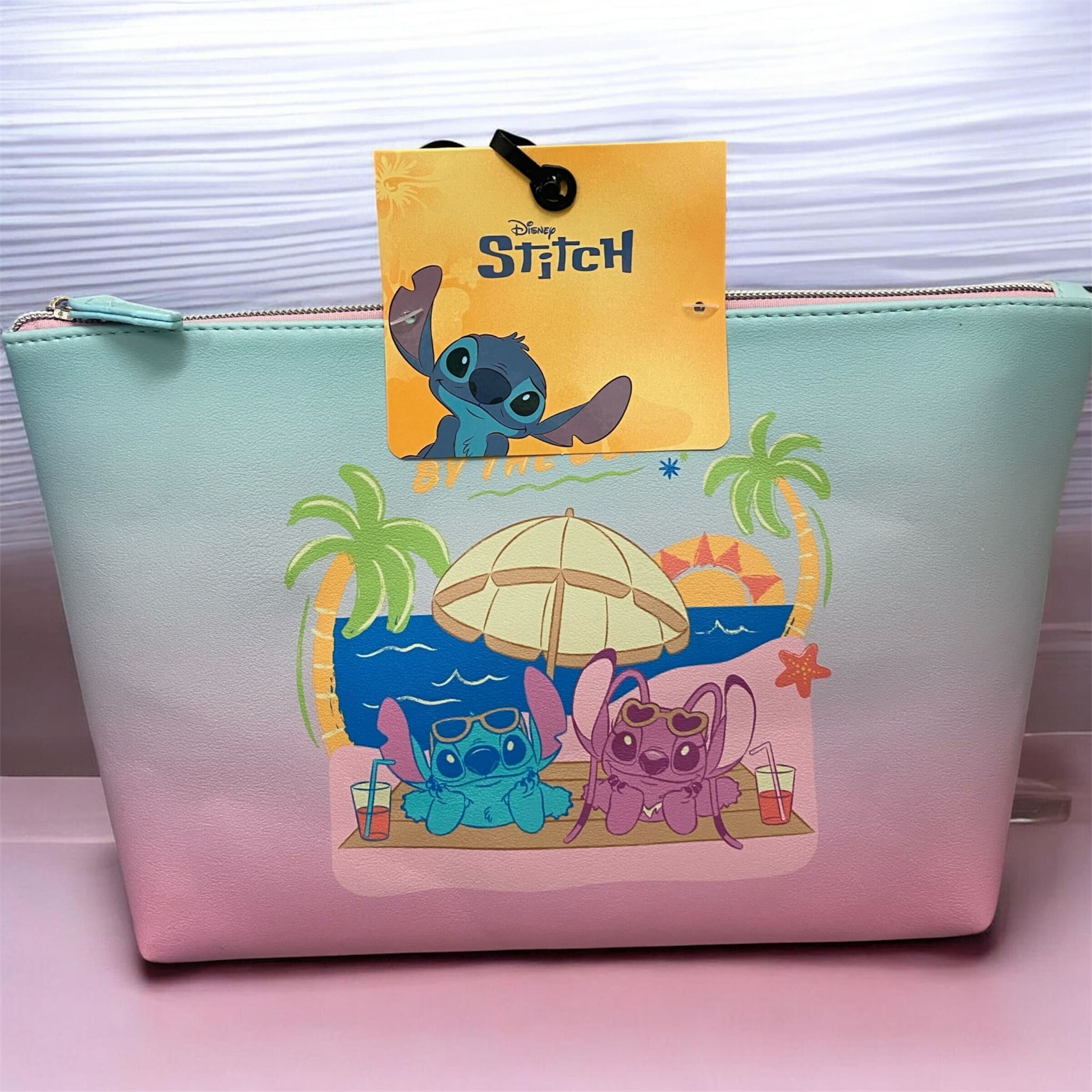Stitch And Angel Beach Trapezoid Cosmetic Bag