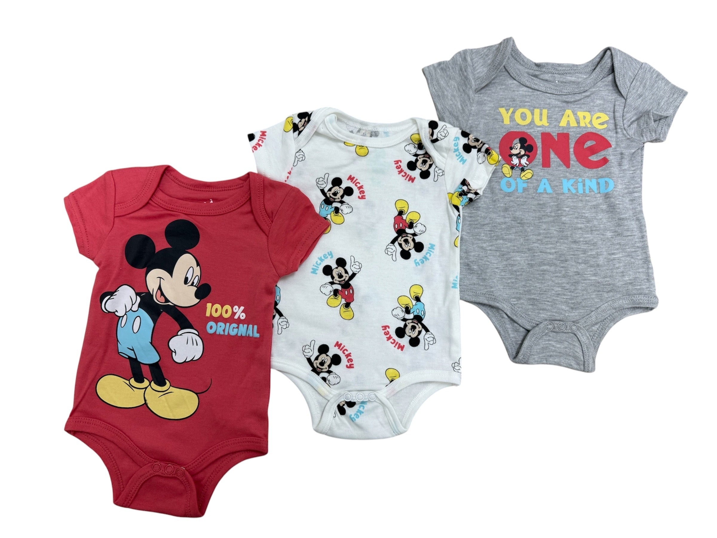 Disney Mickey Mouse OG Baby Boys 3PK Bodysuits