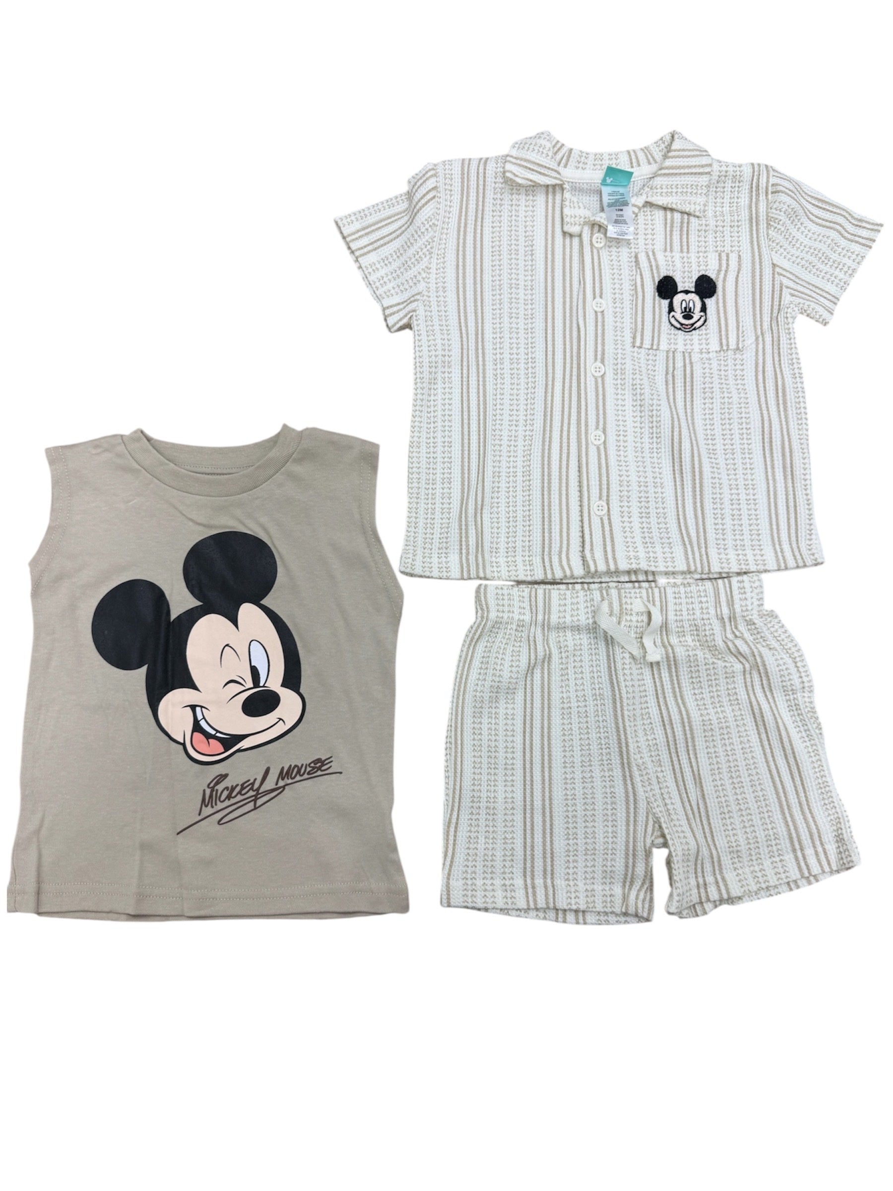 Disney Mickey Mouse Baby Boys Brown 3pc Set