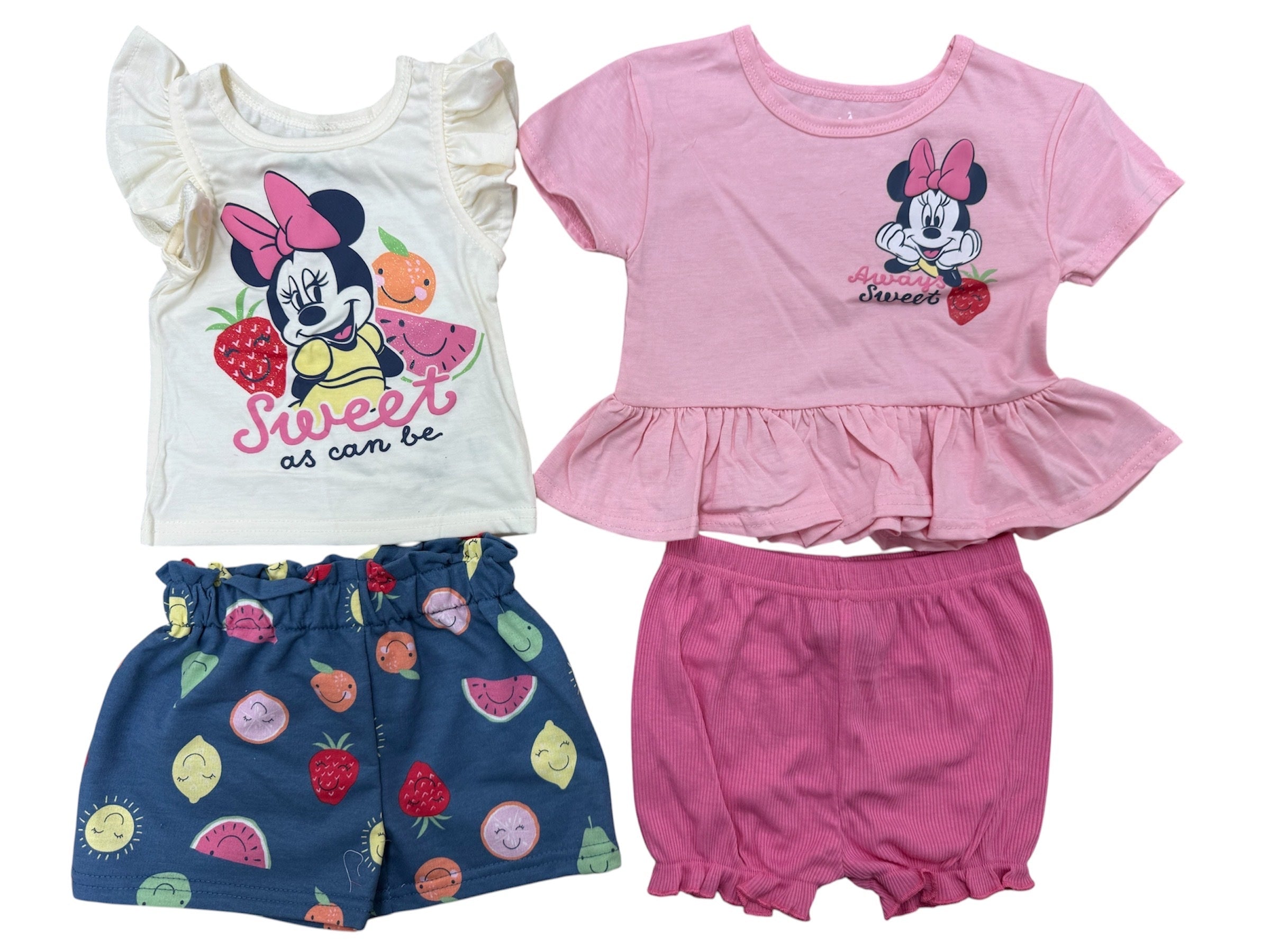 Disney Minnie Sweetheart Baby Girls 4pc Shirts, Shorts Set