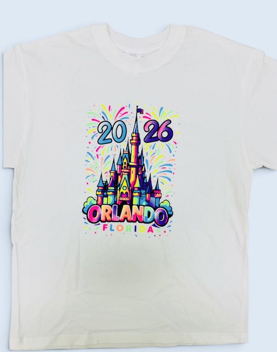 2026 Orlando Florida Printed Castle White T-shirt