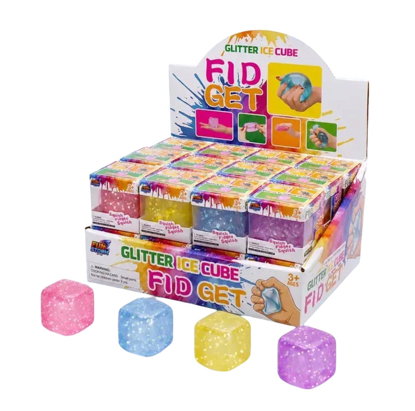 Large 3" Glitter Squish Cube