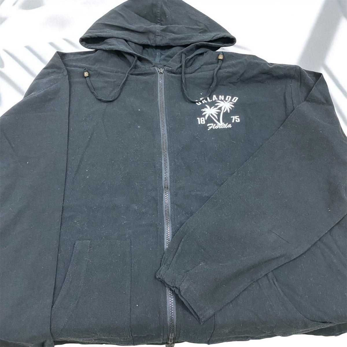 Black Orlando Cotton Full Zip Hoodie