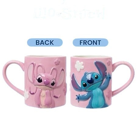 Stitch & Angel Flowers Embossed 20oz Ceramic Mug