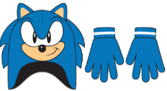 Sonic Earflap Plush Blue Peruvian Hat Gloves Set