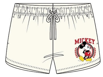 Red Iconic Mickey Logo Delicate Ivory juniors Athleisure Shorts