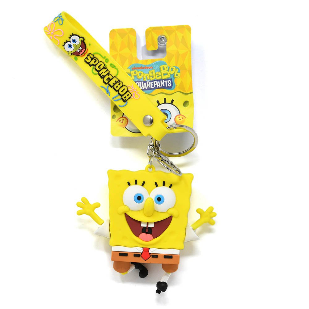 Sponge Bob 3D Molded Rubber Keychain with Wrist Strap