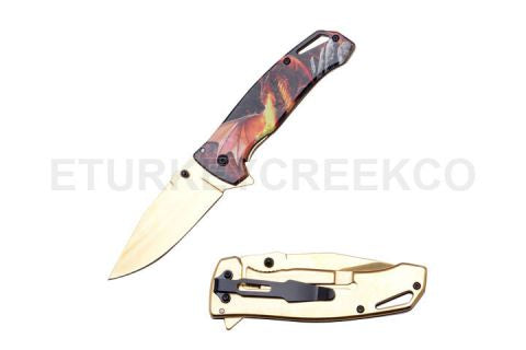 Snake Eye Tactical Ball Bearing Pivot Folding Knife 4.75-Gold