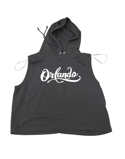 Orlando Fleece Cropped Sleeveless Hoodie Black