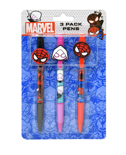 Spidey & Friends 3pk Pens with Rubber Character Clip