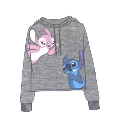 Junior Stitch & Angel Be Mine Heather Gray Pullover Hoodie