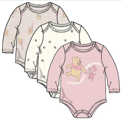 Disney Baby Winnie & Piglet 3PK Long Sleeve Bodysuits