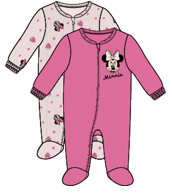 Disney Baby Minnie Mouse 2Pk Pink Footed Coveralls