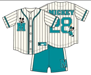 Disney Mickey Mouse Baseball Jersey Shorts Set