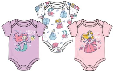 Disney Princess Pose Baby Girls 3PK Bodysuits