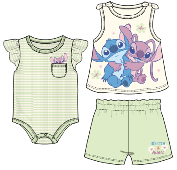 Disney Stitch & Angel Hugs Baby Girls 3pc Set