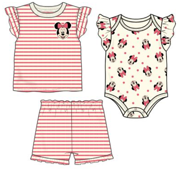 Disney Minnie Mouse Striped Baby Girls 3pc Set