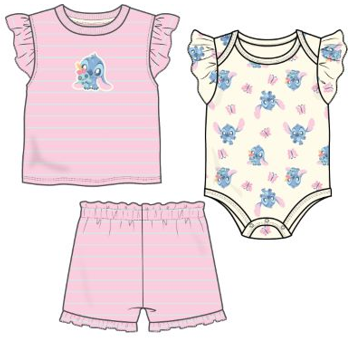 Disney Stitch Striped Toddler Girls 3pc Set