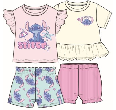 Disney Stitch Baby Girls 4pc Shirts & Shorts Set