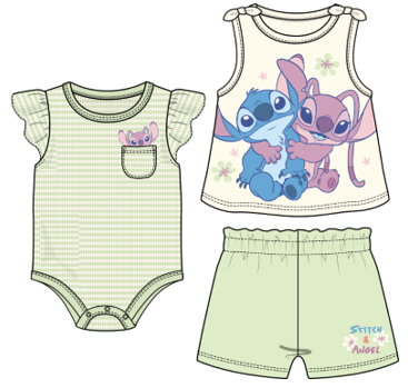 Disney Stitch & Angel Hugs Toddler Girls 3pc Set