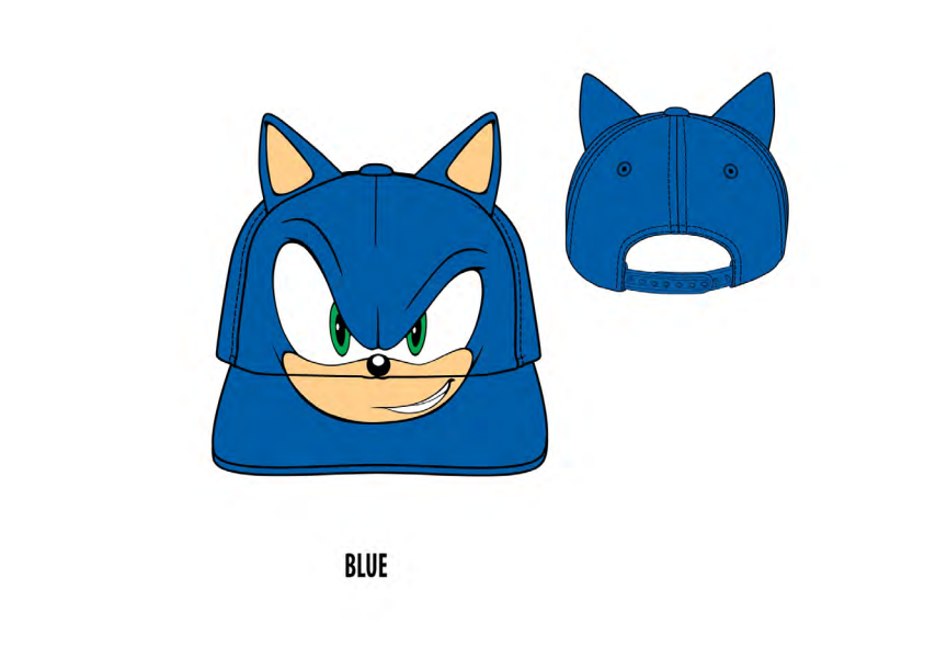 Sonic Big Face Cosplay Flat Brim Baseball Hat