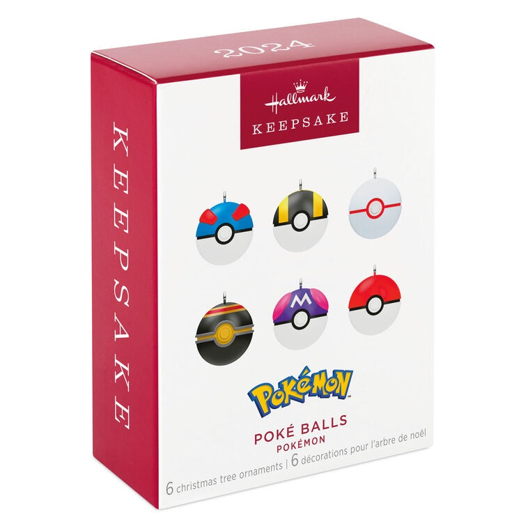 Hallmark Keepsake Mini Christmas Ornaments 2024, Pokémon Poké Balls, Set of 6