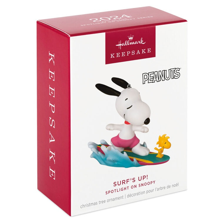 Hallmark Keepsake Christmas Ornament 2024, Peanuts Spotlight on Snoopy Surf's Up!, Gifts for Peanuts Fans