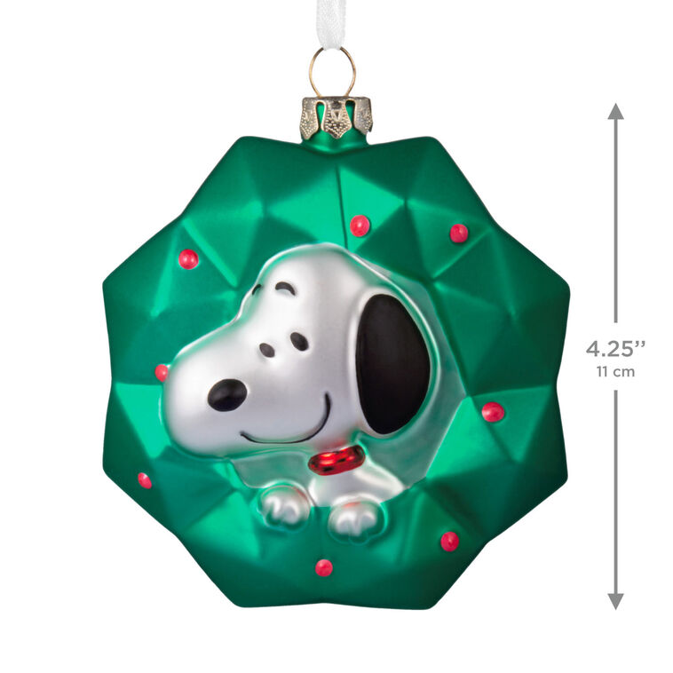 Peanuts® Snoopy in Wreath Blown Glass Hallmark Ornament
