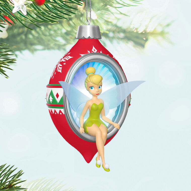 Disney Tinker Bell Trimming the Tree With Tink Ornament With Light