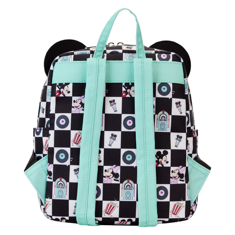 Mickey & Minnie Date Night Diner Checkered All-Over Print Nylon Mini Backpack