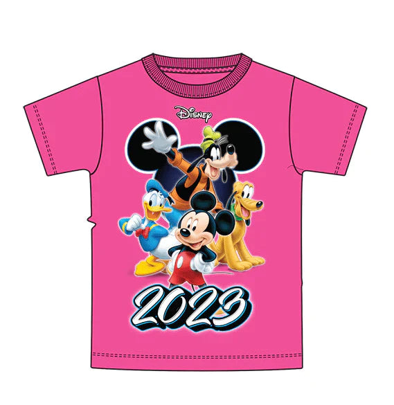 Adult 2023 Disney Mickey and Friends Unisex Tee Cyber Pink