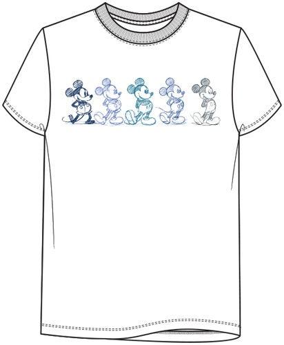 Adult Mickey Colorful Sketch-White Shirt
