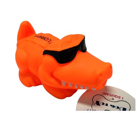 Florida Orange Vinyl Alligator Dog Toy