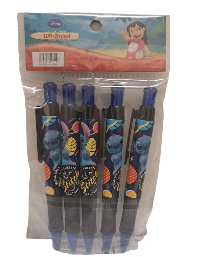 Aloha 5 Pcs /Pack Retractable Ball Pen Dark Blue