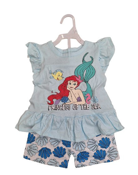 Disney Princess Of The Sea Baby 2Pc Short Set Aqua