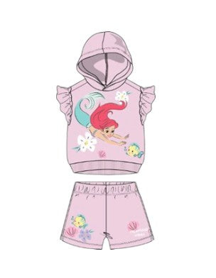 Ariel Hooded Baby Girls 2Pc Short Set Pink