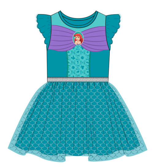 Disney Youth Girl Ariel Cosplay Dress Blue Atoll